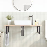 Basin Shelf Wall Mounted Steel and Solid Wood Oak 3302601