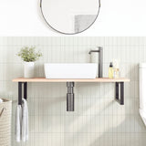 Basin Shelf Wall Mounted Steel and Solid Wood Oak 3302601