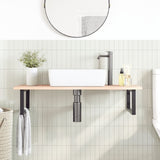Basin Shelf Wall Mounted Steel and Solid Wood Oak 3302601