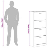 Shoe Cabinet White 63x24x147 cm Engineered Wood 342542