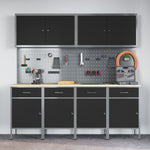 ZNTS 10 Piece Work Cabinet and Pegboard Set - Black MDF and Metal 3321482