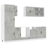8 Piece Kitchen Cabinet Set Lucca Concrete Grey Engineered Wood 3314805