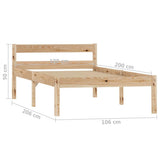 Bed Frame Natural Solid pine wood and plywood Single Durable 283191