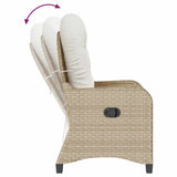 Recliner Chair with Cushion Beige 56 x 66 x 95 cm Poly Rattan 42003420