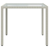Garden Table 90x90x75 cm Tempered Glass and Poly Rattan White 316702