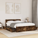 Bed Frame with Headboard without Mattress Smoked Oak 140x200 cm 3295566