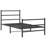Metal Bed Frame without Mattress with Footboard Black 100x190cm 355377