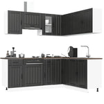 ZNTS 11 Piece Kitchen Cabinet Set Lucca Black Engineered Wood 3314952