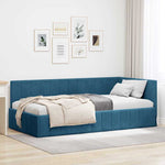 Corner Bed Frame with Headboard Blue 100 x 200 cm Velvet 42016316