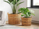 Planter Basket with Storage 2 pcs Natural Brown Kubu Rattan 42020952
