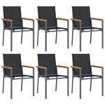 7 Piece Garden Dining Set Black Textilene and Steel 3187036