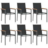 7 Piece Garden Dining Set Black Textilene and Steel 3187036