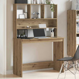 Desk with Shelves Artisan Oak 102x45x148 cm Engineered Wood 855835