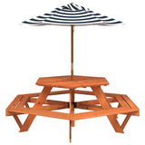 Picnic Table for 6 Kids with Umbrella Hexagon Solid Wood Fir 3281628