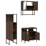 ZNTS 3 Piece Bathroom Furniture Set Brown Oak Engineered Wood 3214699