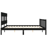 Bed Frame without Mattress Black 200x200 cm Solid Wood Pine 3193360