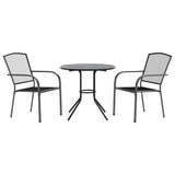 Stackable Garden Chair Set 3 pcs Anthracite Powder-coated Steel 3283756