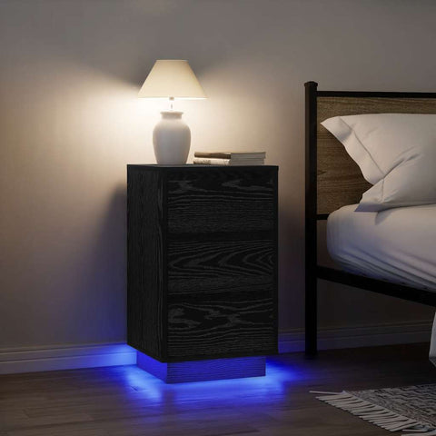 ZNTS Bedside Cabinet with LED Lights Black 38x34x65 cm 861302