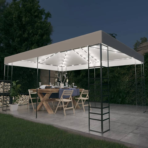 ZNTS Gazebo with LED String Lights 4x3x2.7 m White 3070307