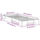 Bed Frame Brown 80 x 210 cm Solid Pine Wood 872890
