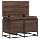 Storage Box with Lid Brown Oak 80x40x51.5 cm Engineered Wood 848803