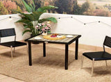 Square Garden Dining Table with 5.4cm Parasol Hole, Slatted Top, Metal Frame, 86 x 86 x 71cm, Brown T3398P320129