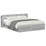 Bed Frame with Storage Grey Sonoma 200 x 200 cm Engineered Wood 3433418