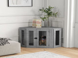 2 in 1 Dog Crate Furniture Side Table, with Cushion, 104 x 55 x 63cm - Grey T3398P376385