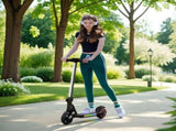 Folding Electric Scooter for Kids, with Dual Brakes, Front Suspension, LED Colourful Lights, Black T3398P349453