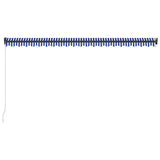 Manual Awning with Solar LED 5 x 3 m Blue and White Stripe 3051271
