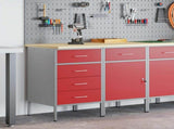 Work Cabinet with Drawer 2 pcs Red and Grey 100 x 55 x 85 cm 3321365