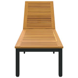 Sun lounger Reclining Black 200 x 55 x 35cm Solid Acacia wood 4010620