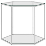 ZNTS Coffee Table Silver 60x53x50 cm Stainless Steel and Glass 289039