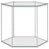 ZNTS Coffee Table Silver 60x53x50 cm Stainless Steel and Glass 289039