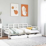 Daybed with Drawers without Mattress White 90x190 cm Single Solid Wood 3302125