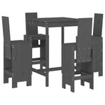5 Piece Garden Bar Set Grey Solid Wood Pine 3157771