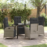 Garden Dining Set with Cushion 5 pcs Light Grey Poly Rattan 3380570