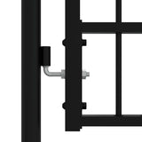 Fence Gate with Spear Top Black 103x125 cm Powder-coated Steel 151091