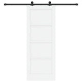 Sliding Door White and Black 78 x 202 cm Solid Pine Wood 3333359
