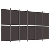 6-Panel Room Divider Brown 300x180 cm Fabric 350223