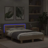 Bed Frame with LED Sonoma 137 x 190 cm Engineered Wood 3402848