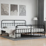 Bed Frame Black Powder-Coated Steel Double Bed Frame 352603