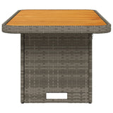Garden Table Grey 90x55x71 cm Poly Rattan and Acacia Wood 368276