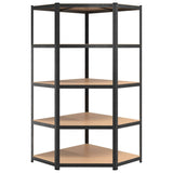 5-Layer Heavy-duty Corner Shelf Grey Steel&Engineered Wood 152881