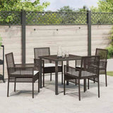 Garden Dining Set with Cushion 5 pcs Brown Poly rattan 3379871