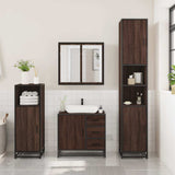 3 Piece Bathroom Furniture Set Brown Oak Engineered Wood 3300959