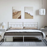 Metal Bed Frame without Mattress with Headboard White 193x203cm 355714