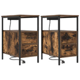 Bedside Cabinet with Drawer 2 pcs Smoked Oak 30 x 48 x 61 cm 859415