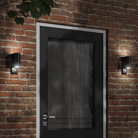 ZNTS Outdoor Wall Lights with Sensors 2pcs Black Die-cast Aluminium 4006317