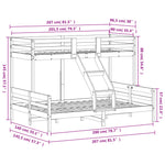 ZNTS Bunk Bed without Mattress 90x200/140x200 cm Wax Brown Solid Wood 3207176